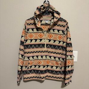 O'Neill Multicolor Aztec 1/2 Zip Fleece Hoodie With Front Pockets Size M